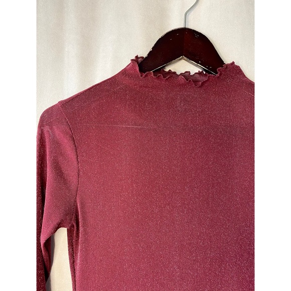 Burgundy Metallic Sheer Top - Picture 3 of 6